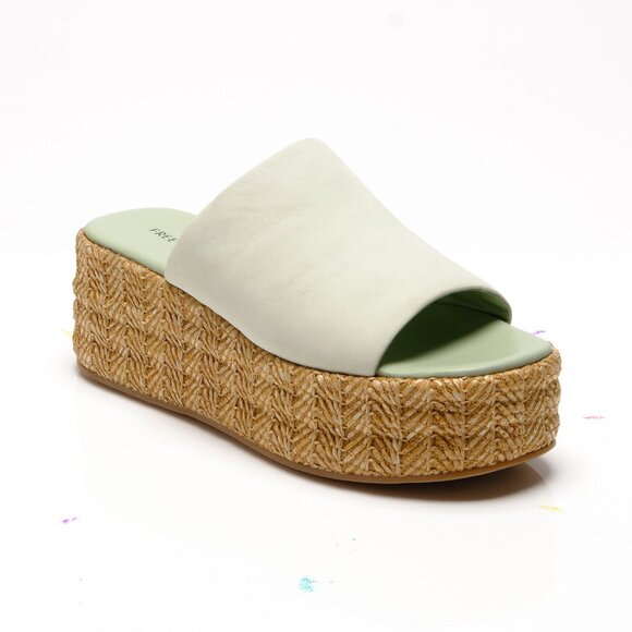 🎉LAST CHANCE🎉 FREE PEOPLE Harbor Raffia Flatform Sandals / Light Sage - Picture 6 of 12